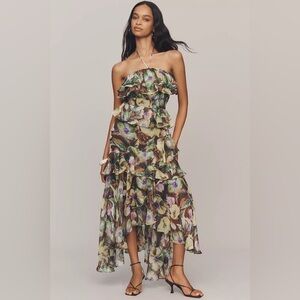 Anthropologie ASTR THE LABEL ELENA HALTER RUFFLE MIDI DRESS